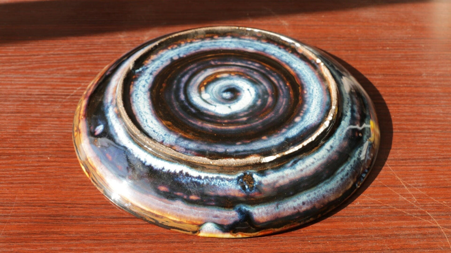 Hand-Painted Ceramic Plate - Cosmic Swirl Design